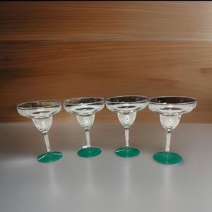 Source Unknown Teal Base Glassware Set margarita glass